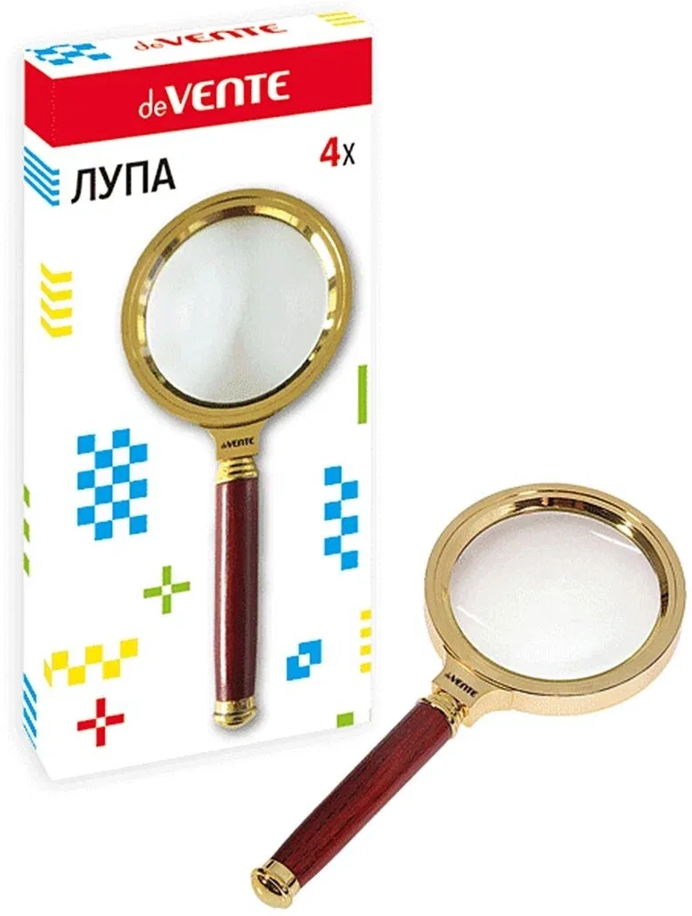 Лупа диаметр 70 мм, (4 кратное увеличение)ручка из нат. дерева deVENTE Цена с НДС
