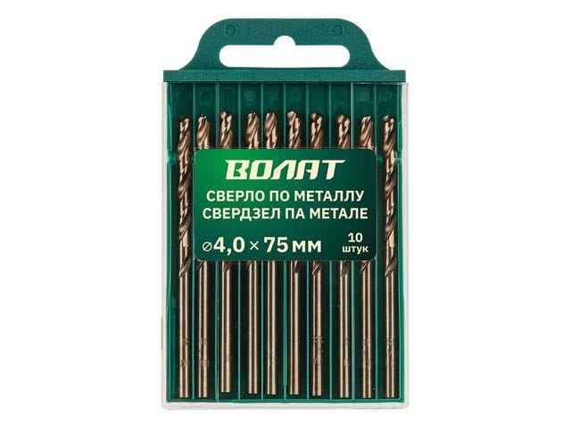 Сверло по металлу ц/х 4.0х43х75 мм HSS, комплект из 10-ти шт ВОЛАТ Волат Цена с НДС за упаковку 10 штук, код товара 13948