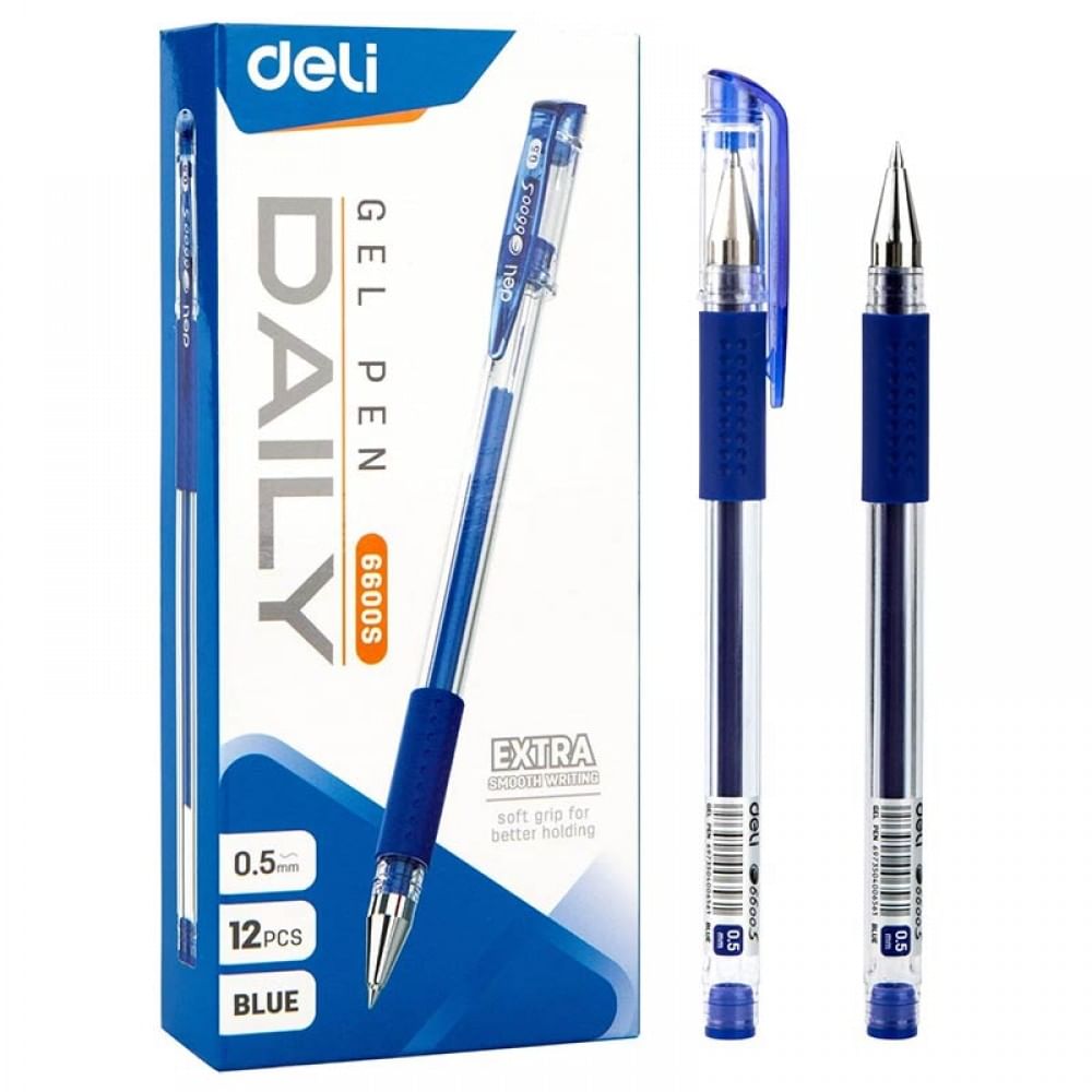 Ручка гелевая синяя DELI Daily 0.5, Китай DELI Цена с НДС