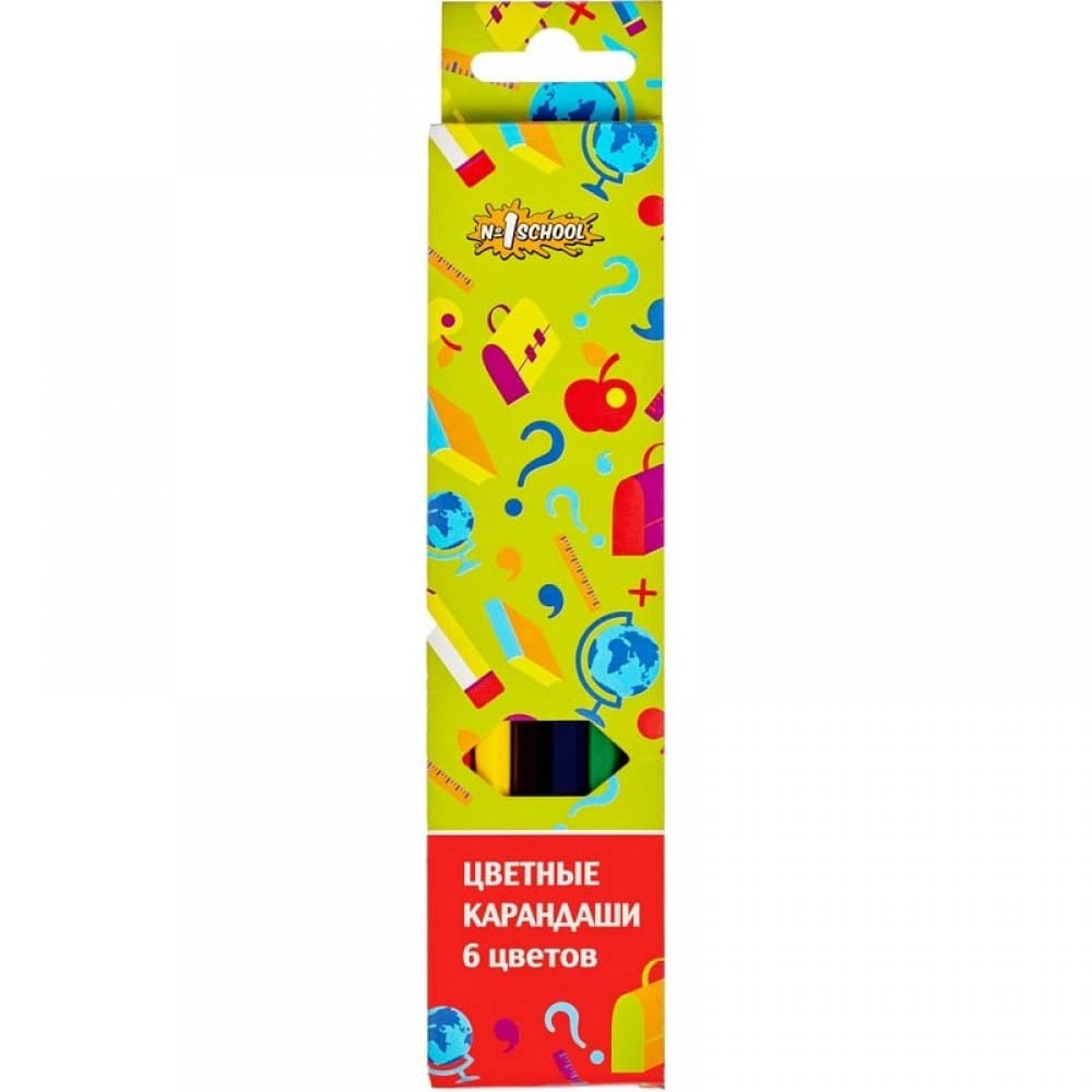 Карандаши цв. 6 цв. пласт. корпус №1 SCHOOL Цена с НДС за 1 набор