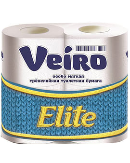 Бумага туалетная, трехслойная VEIRO ELITE (4 рул.), РФ Цена с НДС