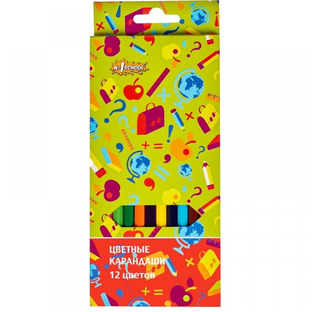 Карандаши цв. 12 шт. шестигран. корпус №1 SCHOOL Цена с НДС за 1 набор