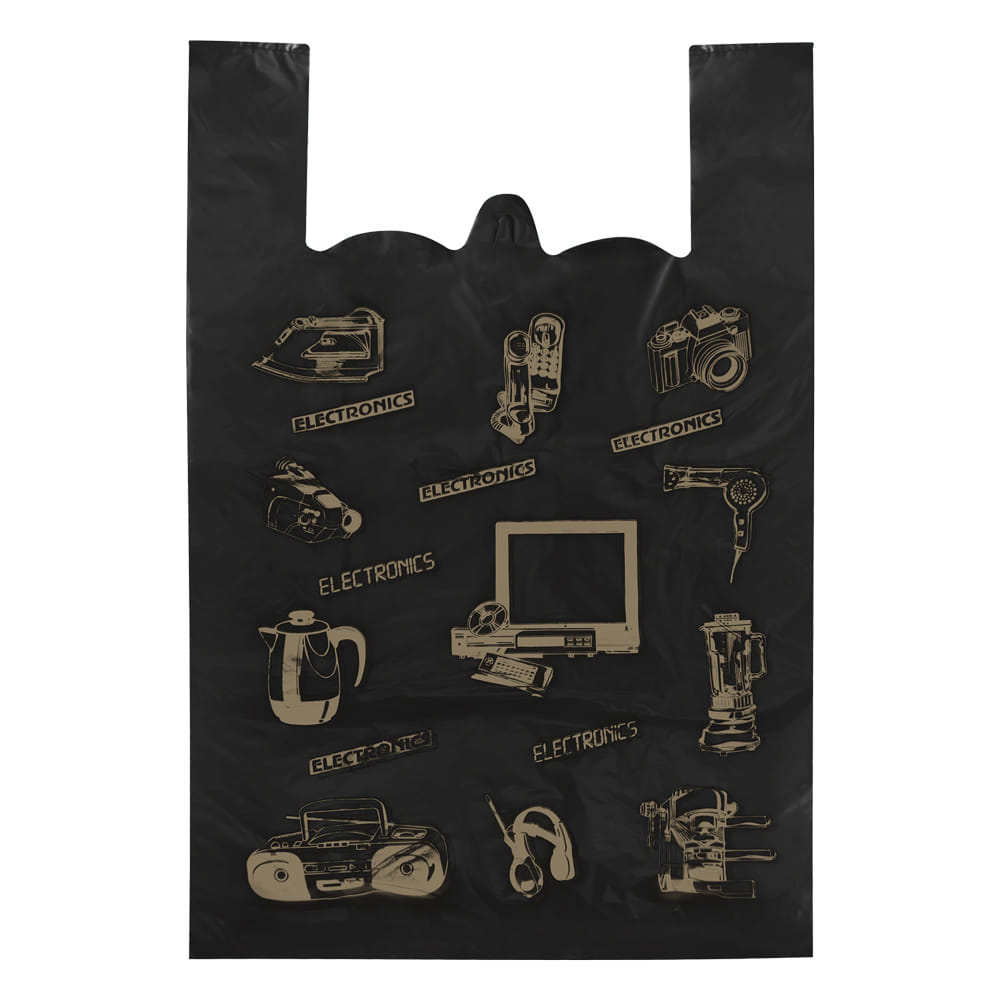 Пакеты-майка ПНД 41+18*66 см, 20 мкм, чёрные, "Техника", 50 шт/уп. Цена с НДС за 1 штуку