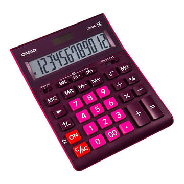 Калькулятор 12-разрядн. CASIO GR-12C-RG-W-EP, бордовый Цена с НДС за 1 штуку