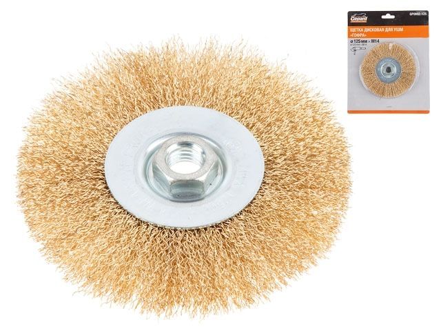 Щетка дисковая гофр.125мм/M14 GEPARD (GP0892-125) (плоская, для УШМ, в блистере) GEPARD Цена с НДС за 1 штуку