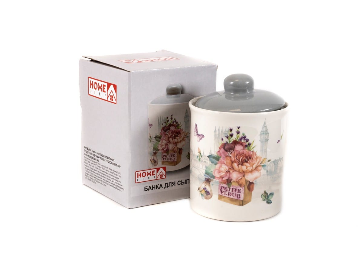 БАНКА ДЛЯ СЫПУЧИХ ПРОДУКТОВ "РОЗОВАЯ РОЗА" Цена с НДС