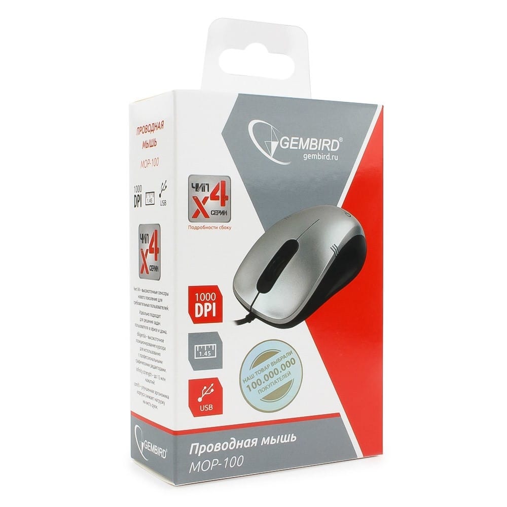 Мышь GEMBIRD, ПРОВОДНАЯ МОР-100 GEMBIRD Цена с НДС за 1 штуку