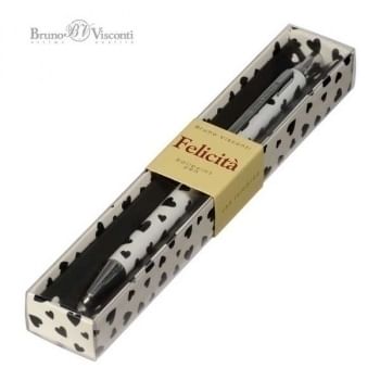 Ручка Bruno Visconti "Felicita СЕРДЕЧКИ" шарик.автомат. в картон. футляре, синяя, метал. корпус Цена с НДС