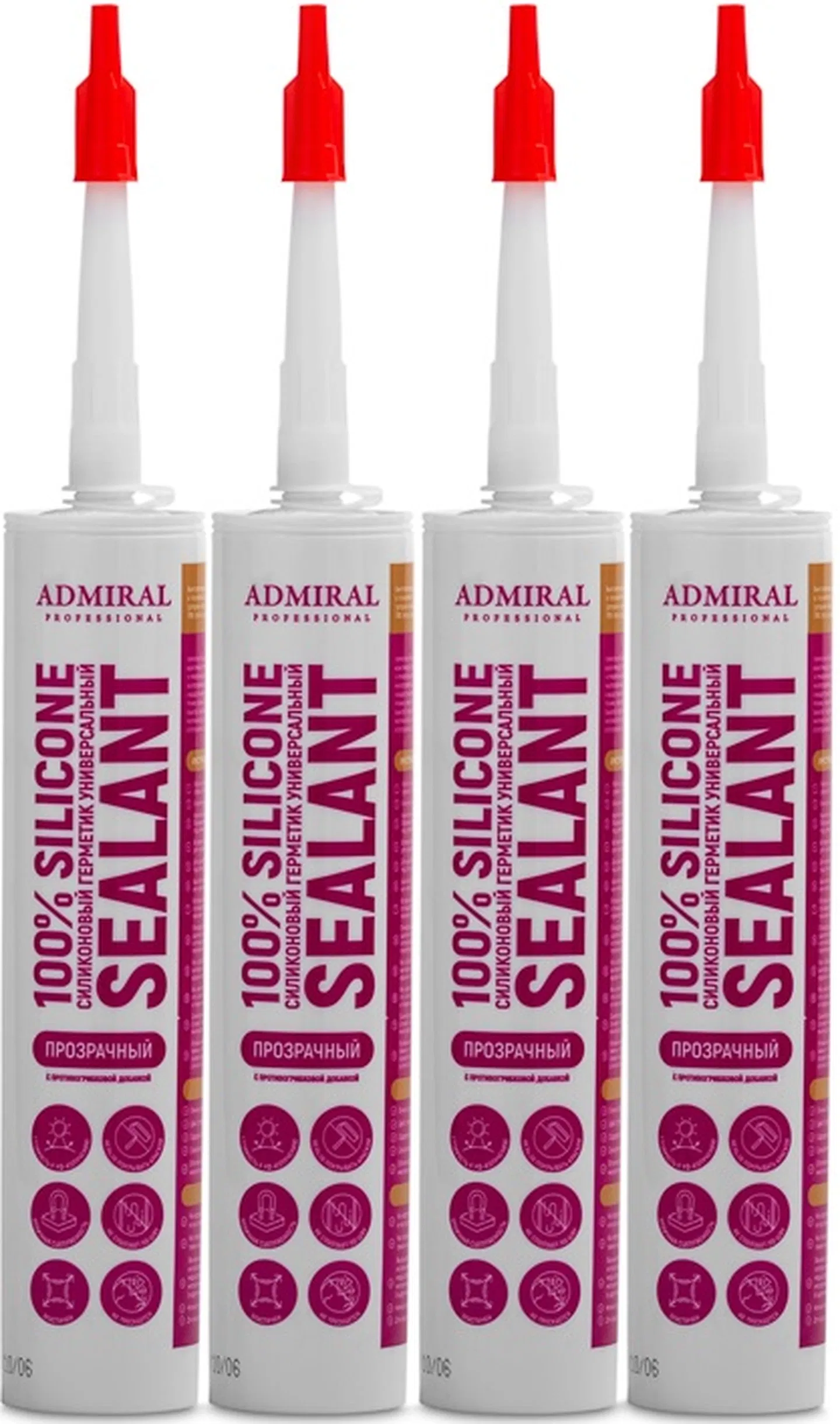 Герметик силикон. Admiral Professional, универс. с противогрибковой добавк 280 мл,ПРОЗРАЧНЫЙ,Росиия АДМИРАЛ Цена с НДС