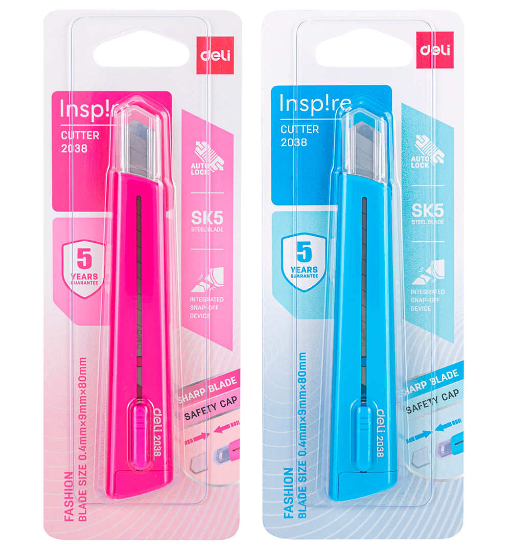 Нож канцелярский большой САЛАТОВЫЙ/ГОЛУБОЙ/РОЗОВЫЙ, пластик, 18 мм, DELI, Китай DELI Цена с НДС