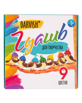 Гуашь 9 цв. "Веселые птички" 153 мл DV-14006-9,Рф Darvish Цена с НДС Гуашь 9 цв. "Веселые птички" 153 мл DV-14006-9,Рф Darvish Цена с НДС