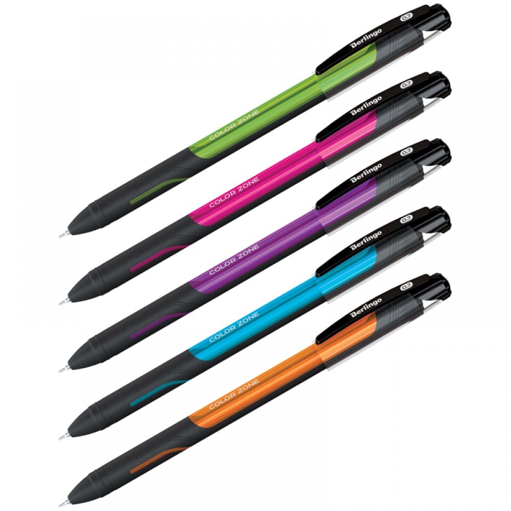 Ручка шариковая Berlingo "Color Zone stik", линия 0,7мм, синяя, ассорти Berlingo Цена с НДС за 1 штуку