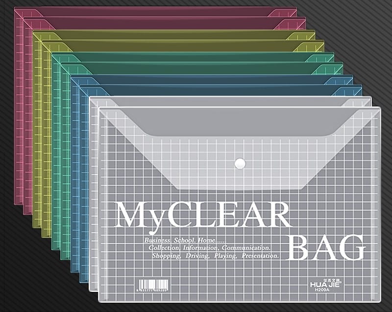 Папка-конверт на кнопке полупрочрачная, 180 мкр Цена с НДС за 1 штуку