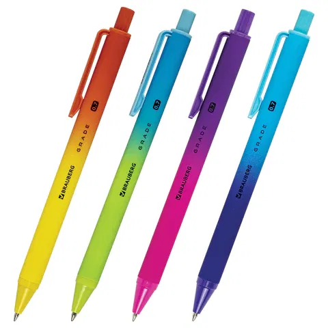 Ручка шариковая автоматическая BRAUBERG "Grade", корпус soft-touch, СИНЯЯ, пишущий узел 0,7 мм, линия письма 0,35 мм, 144205 BRAUBERG Цена с НДС за 1 штуку