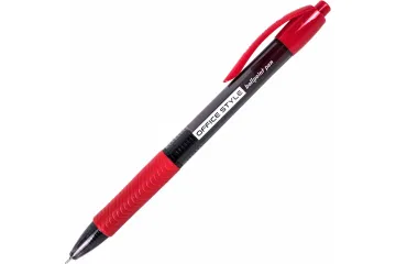 Ручка шариковая автоматическая с грипом BRAUBERG OFFICE STYLE, КРАСНАЯ, узел 0,7 мм, линия 0,35 мм, тонированный корпус, 144211 BRAUBERG Цена с НДС за 1 штуку