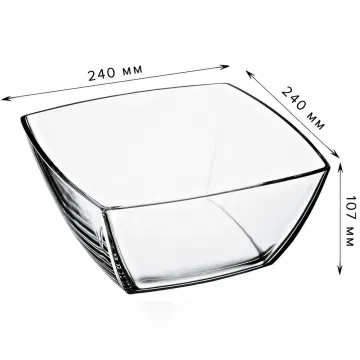 Салатник большой квадратный глубокий, 240 мм, стекло, PASABAHCE ТОКИО, фирменная упаковка, 53076 Цена с НДС за 1 штуку