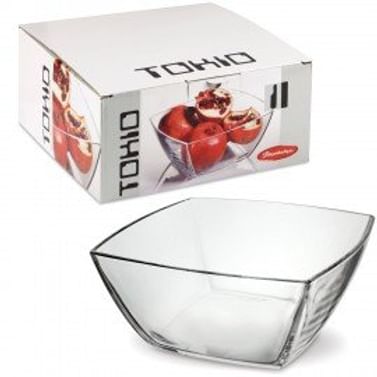Салатник большой квадратный глубокий, 240 мм, стекло, PASABAHCE ТОКИО, фирменная упаковка, 53076 Цена с НДС за 1 штуку