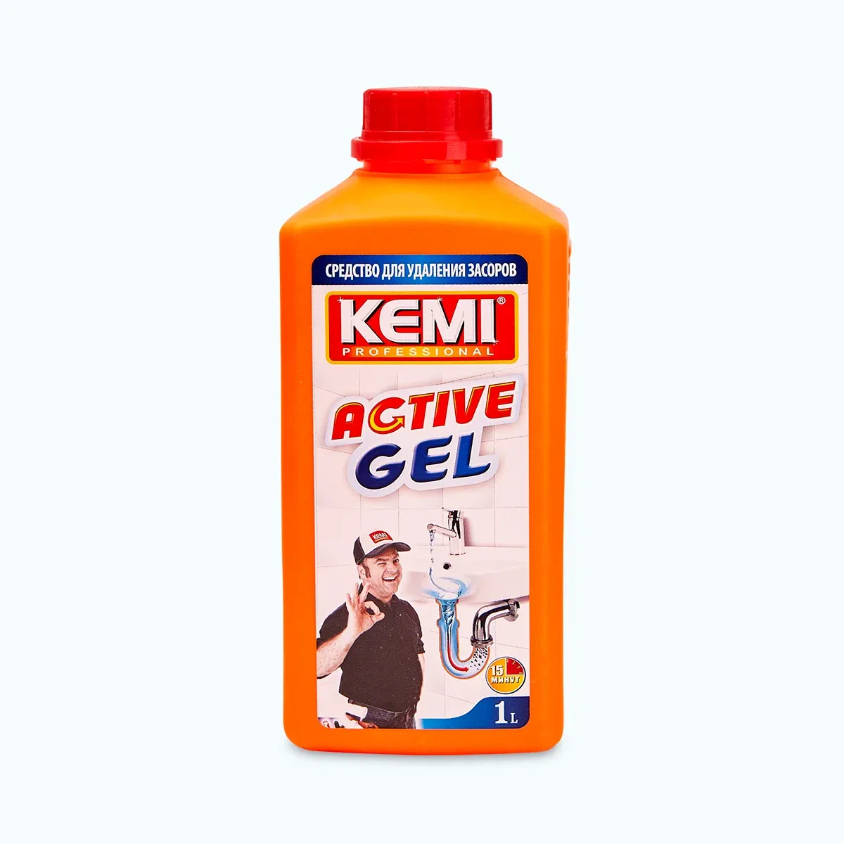Ср-во для труб "KEMI-Professional - ACTIVE Gel" средство для удаления засоров в канализационных, 1 л Цена с НДС за 1 штуку