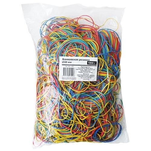 Резинки для банкнот 1000 г, 60 мм, 70% каучука Цена с НДС за 1 упаковку