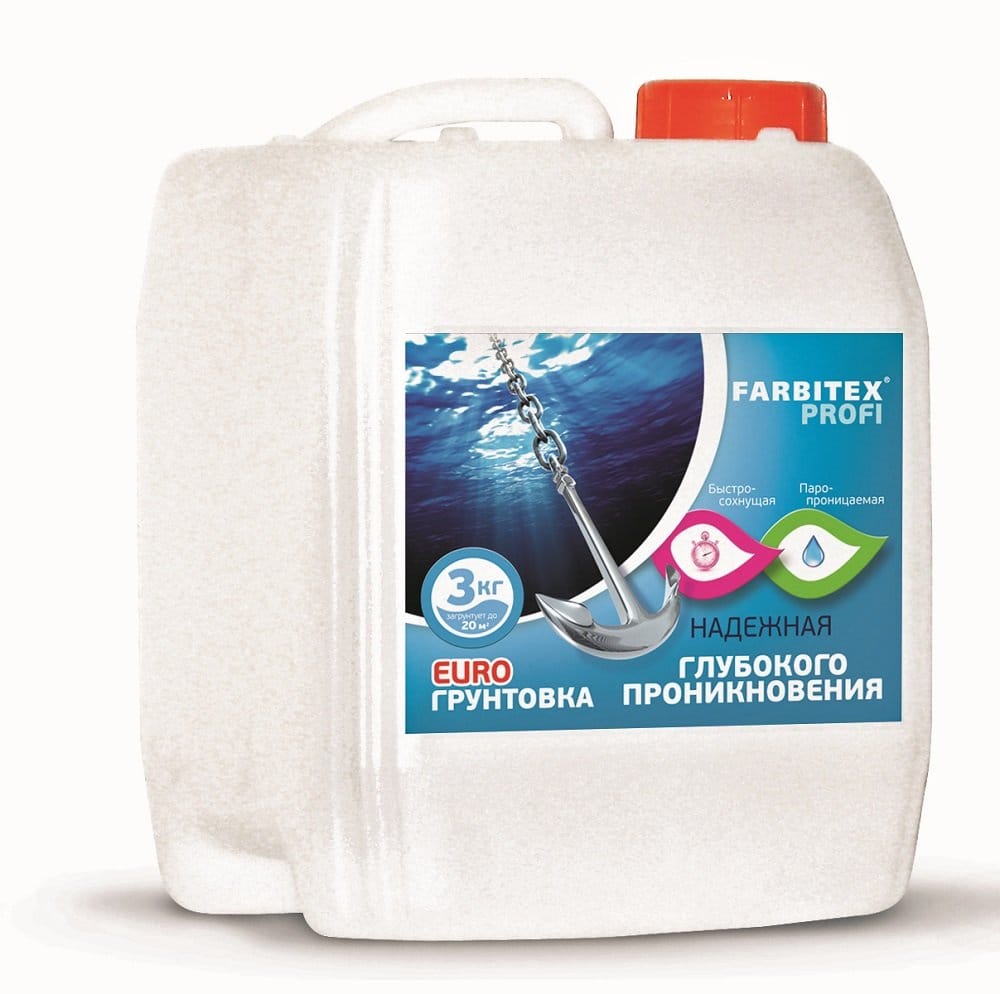 Грунтовка акриловая глубокого проникновения (5.0 кг) ПРОФИ FARBITEX Цена с НДС