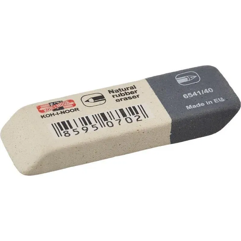 Ластик KOH-I-NOOR 6541/40, 57x19,5x8 мм, бело-серый, прямоугольный, скошенные края, натуральный каучук KOH-INOOR Цена с НДС за 1 штуку