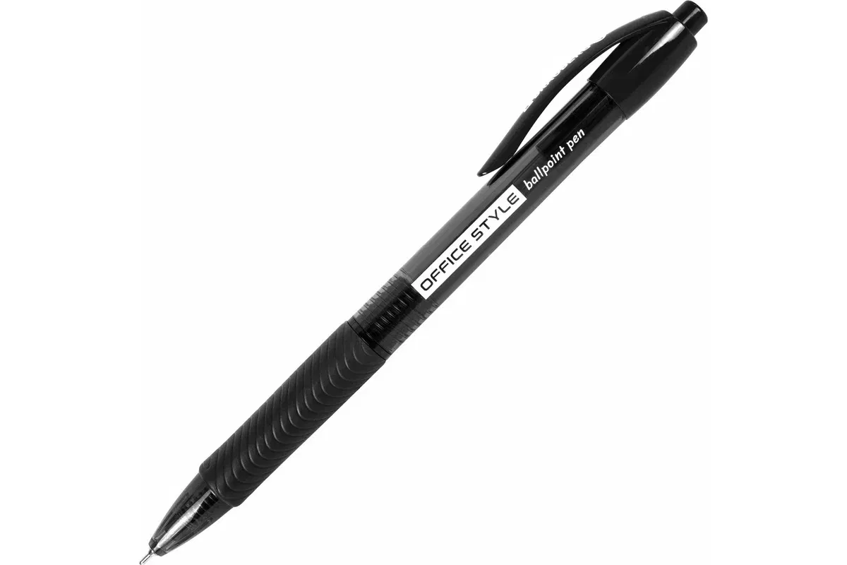 Ручка шариковая автоматическая с грипом BRAUBERG OFFICE STYLE, ЧЕРНАЯ, узел 0,7 мм, линия 0,35 мм, тонированный корпус, 144212 BRAUBERG Цена с НДС за 1 штуку