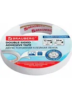 Клейкая двухсторонняя лента 12 мм х 10 м, БУМАЖНАЯ ОСНОВА, BRAUBERG, 227267 BRAUBERG Цена с НДС за 1 штуку