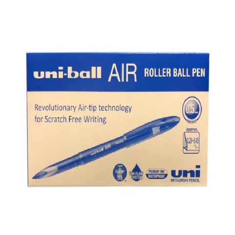 Ручка-роллер Uni-Ball "AIR Micro", СИНЯЯ, корпус голубой, узел 0,5 мм, линия 0,24 мм, Цена с НДС за 1 штуку