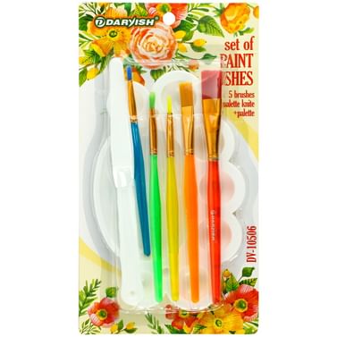 Набор кистей художественных (5шт) + мастихин + палитра, DV-10506 Darvish Цена с НДС за 1 штуку