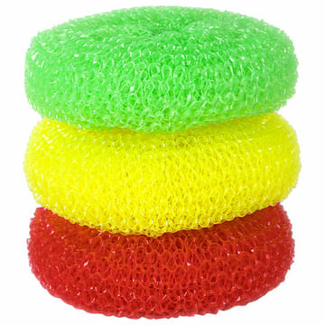 Губки (мочалки) пластиковые, сетчатые, 3х7 г, КОМПЛЕКТ 3 шт., для посуды, гриля, плиты, LAIMA, 603107 LAIMA Цена с НДС за 1 упаковку