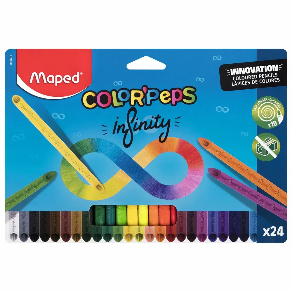 Карандаши цветные монолитные MAPED "Infinity", набор 24 цвета, трехгранные, 861601 MAPED Цена с НДС за 1 набор