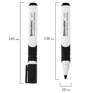 Маркеры стираемые для белой доски НАБОР 4 ЦВЕТА, BRAUBERG "SOFT", 5 мм, резиновая вставка, 151252 BRAUBERG Цена с НДС за 1 упаковку