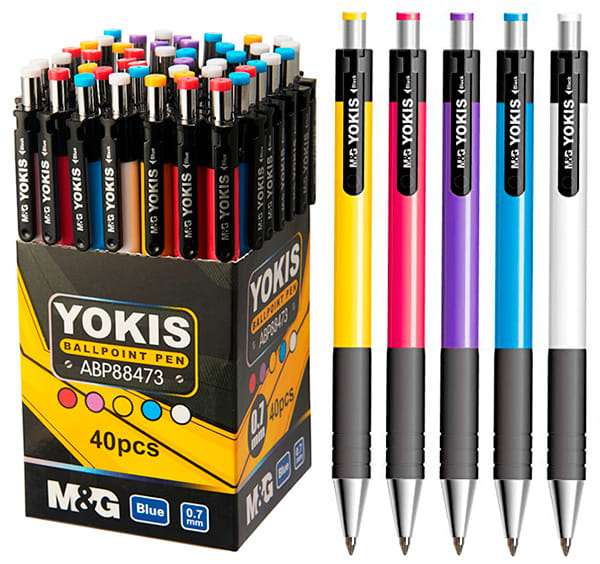 Ручка шариковая автоматическая, синий стержень, «YOKIS», M&G Цена с НДС за 1 штуку