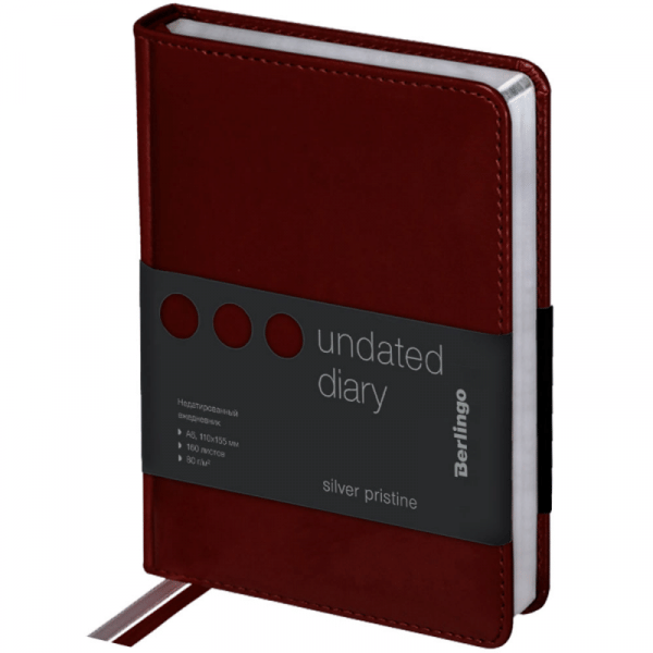 Ежедневник недатир. А6 110*155мм,320с.,арт UDO_82601/ 82602/ 82603/ 82604,Silver Pristine Berlingo Цена с НДС за 1 штуку