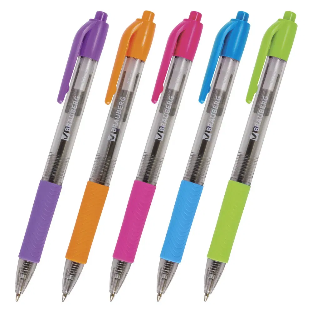 Ручка шариковая автоматическая с грипом BRAUBERG "Insight", СИНЯЯ, детали ассорти, узел 0,7 мм, линия письма 0,35 мм, 141548 BRAUBERG Цена с НДС за 1 штуку