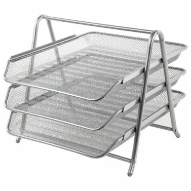 Лоток горизонтальный металлический для бумаг, 3 секции, BRAUBERG "Germanium", А4 (267х355х295 мм), серебристый, 231953 BRAUBERG Цена с НДС за 1 штуку