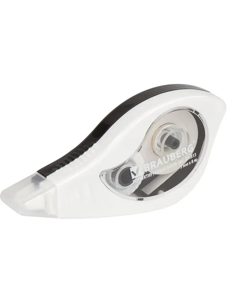 Корректирующая лента BLACK&WHITE, 5 мм х 8 м, корпус белый, механизм перемотки, блистер, 226813 BRAUBERG Цена с НДС за 1 штуку