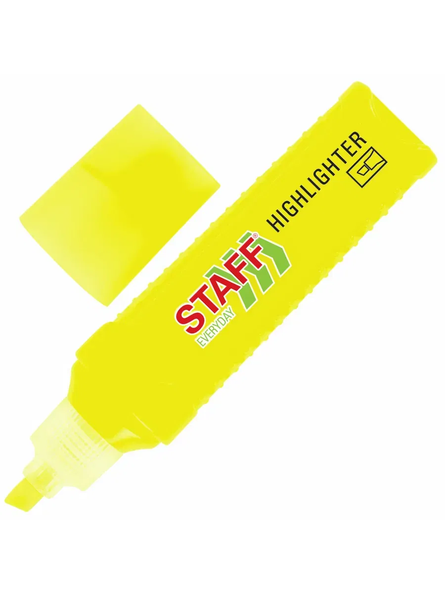Текстовыделитель STAFF "EVERYDAY HL-707", ЖЕЛТЫЙ, линия 1-5 мм, скошенный наконечник, 152542 STAFF Цена с НДС за 1 штуку