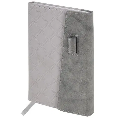 Ежедневник недатированный А5 145х215 мм, BRAUBERG "Stitch", под кожу, магнит, 160 л., серый, 11659 BRAUBERG Цена с НДС за 1 штуку