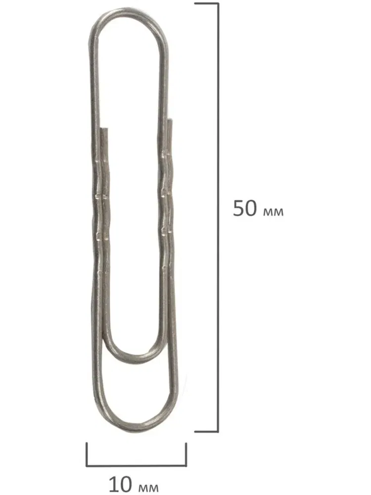 Скрепки большие 50 мм гофрированные 50 шт., STAFF "EVERYDAY", металлические, STAFF Цена с НДС за 1 штуку