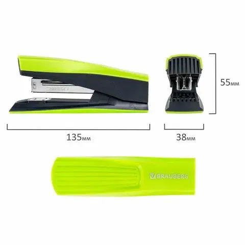 Степлер №24/6, 26/6 BRAUBERG "SUPER", до 30 листов, зелено-черный, 272741 BRAUBERG Цена с НДС за 1 штуку