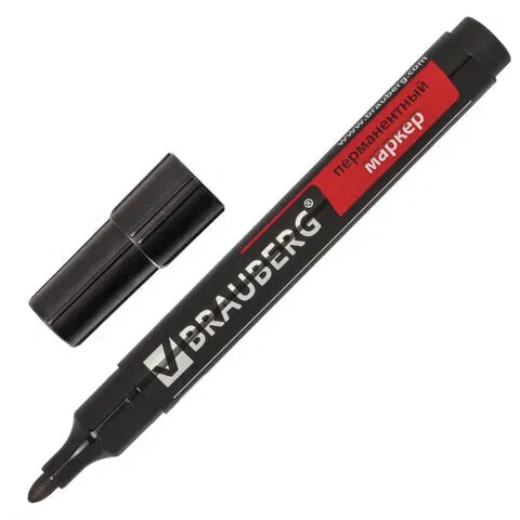 Маркер перманентный BRAUBERG "Contract", ЧЕРНЫЙ, круглый наконечник, 3 мм, 150465 BRAUBERG Цена с НДС за 1 штуку