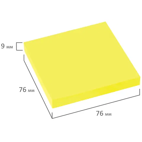 Блок самоклеящийся (стикеры), STAFF НЕОНОВЫЙ, 76х76 мм, 100 листов, желтый, 115584 STAFF Цена с НДС за 1 штуку