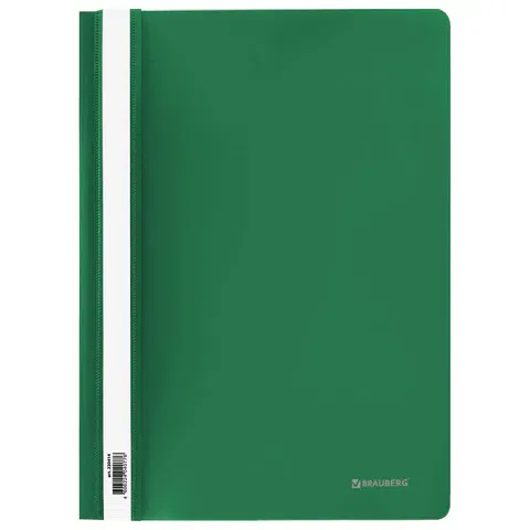 Скоросшиватель пластиковый BRAUBERG, А4, 130/180 мкм, зеленый, 220414 BRAUBERG Цена с НДС за 1 штуку