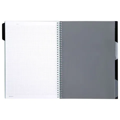 Тетрадь обложка пластик, А4 80 л., гребень, 4 разделителя, клетка, BRAUBERG, зеленый, 405363 BRAUBERG Цена с НДС за 1 штуку