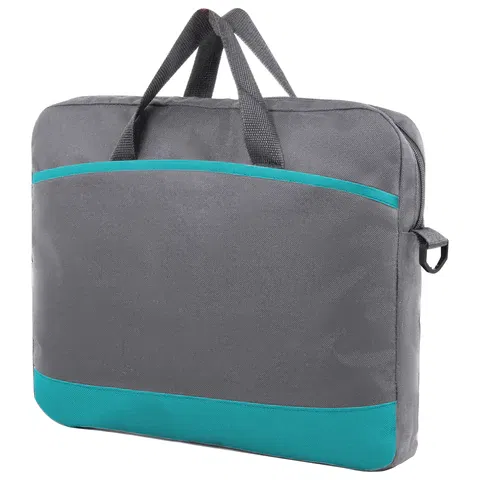 Сумка для документов STAFF MANAGER на молнии с карманом, полиэстер, серо-бирюзовая, 32х37х5 см, 270837 STAFF Цена с НДС за 1 штуку