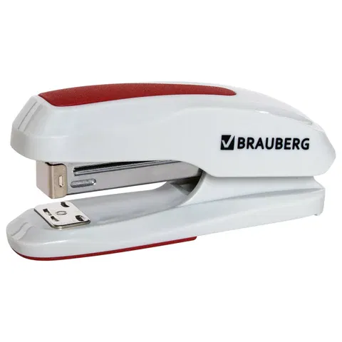 Степлер №24/6, 26/6 BRAUBERG "Extra", до 30 листов, серо-красный, 229088 BRAUBERG Цена с НДС за 1 штуку