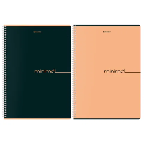 Тетрадь А4, 96 л., BRAUBERG, гребень, клетка, матовая ламинация, "Минимал_Цвет" (микс в спайке), 405319 BRAUBERG Цена с НДС за 1 штуку