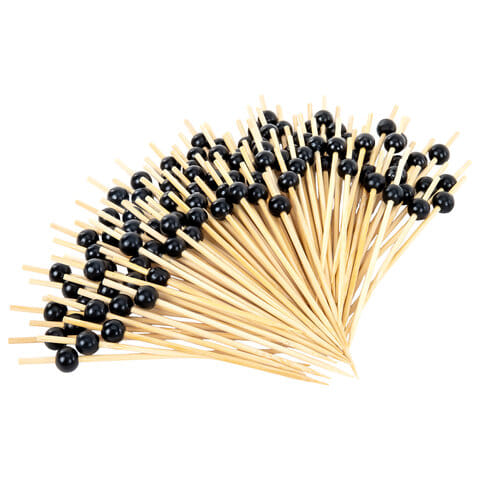 Шпажки-пики для канапе бамбуковые форма "Жемчужина чёрная" 12 см, 100 шт., BOOMHOUSE (БУМХАУС), 701967 Цена с НДС за 1 упаковку 100 штук