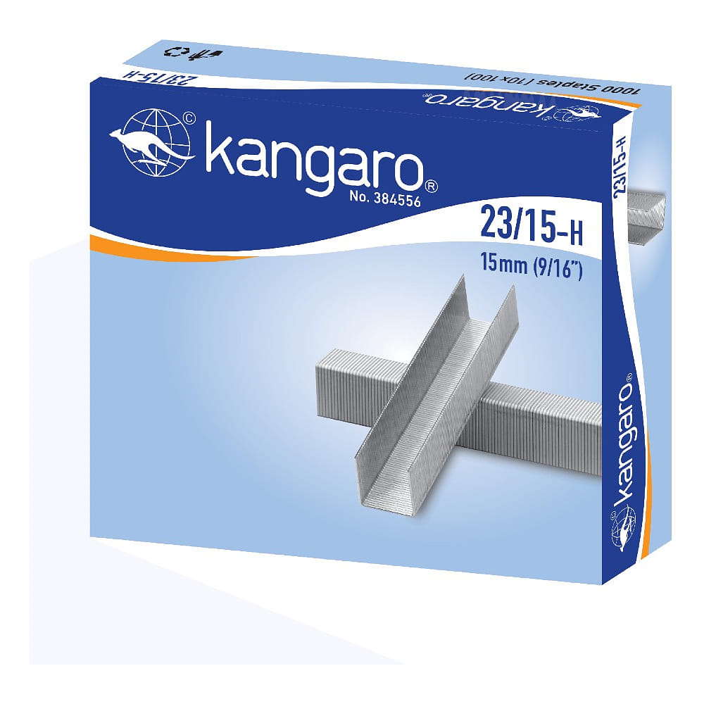 Скобы "Kangaro", 23/15, 1000 шт, металлик KANGARO Цена с НДС за 1 упаковку